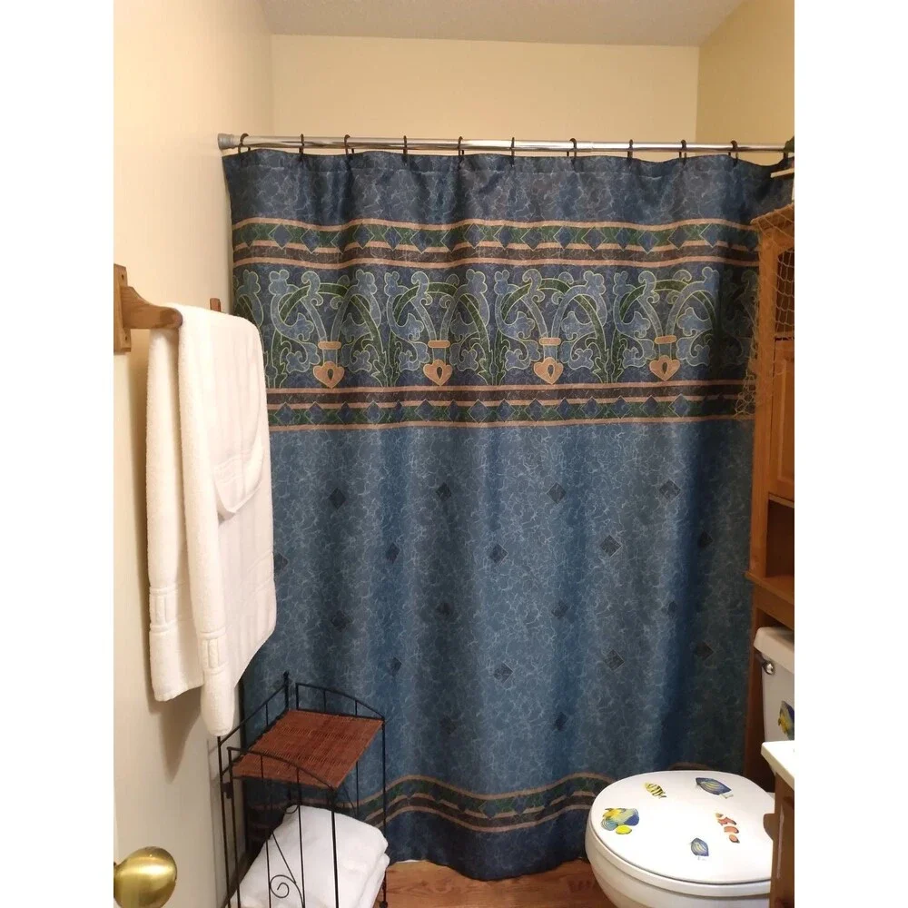 Heavy Weight Blue Fabric Shower Curtain